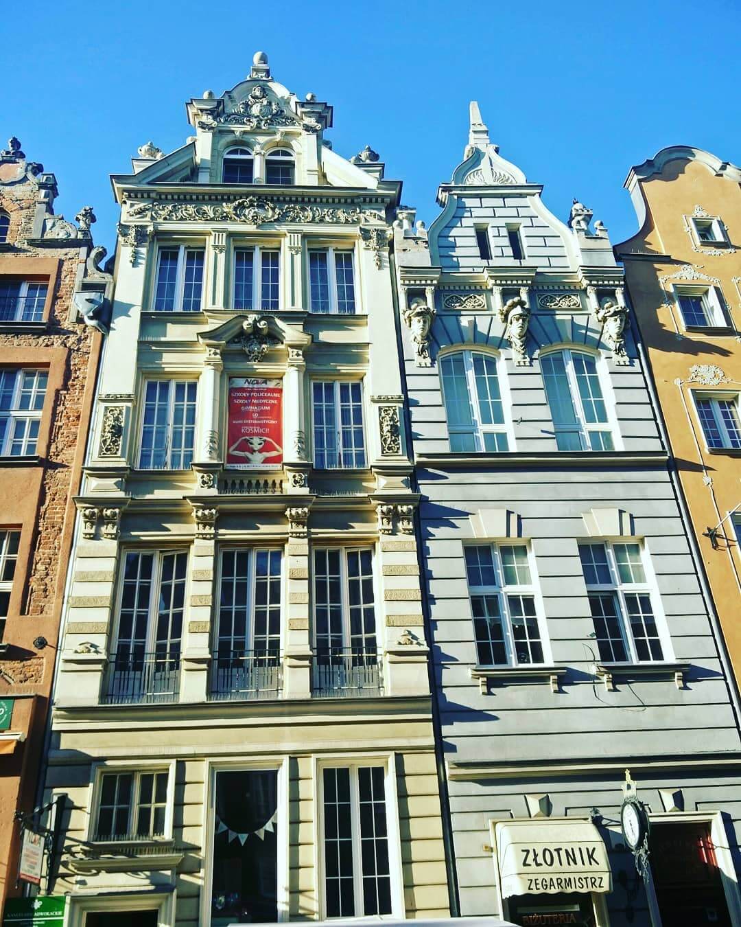 View of Hanseatic Style Rowhouses on Dluga Street in Gdansk